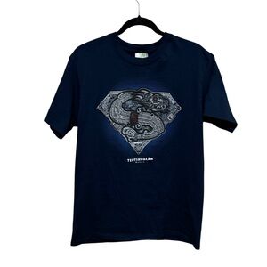 Navy Graphic T-Shirt with Snake/Teotihuacan Design NWOT